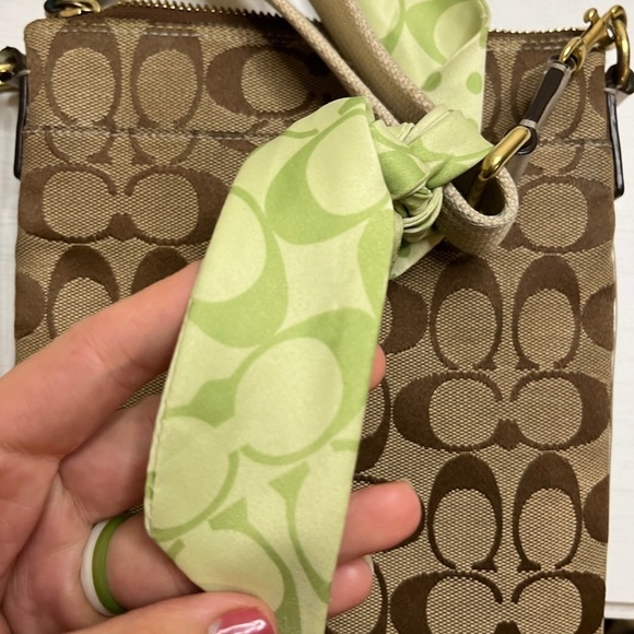 Coach Canvas Crossbody With Scarf & Silver Leather Detail - Picture 9 of 16